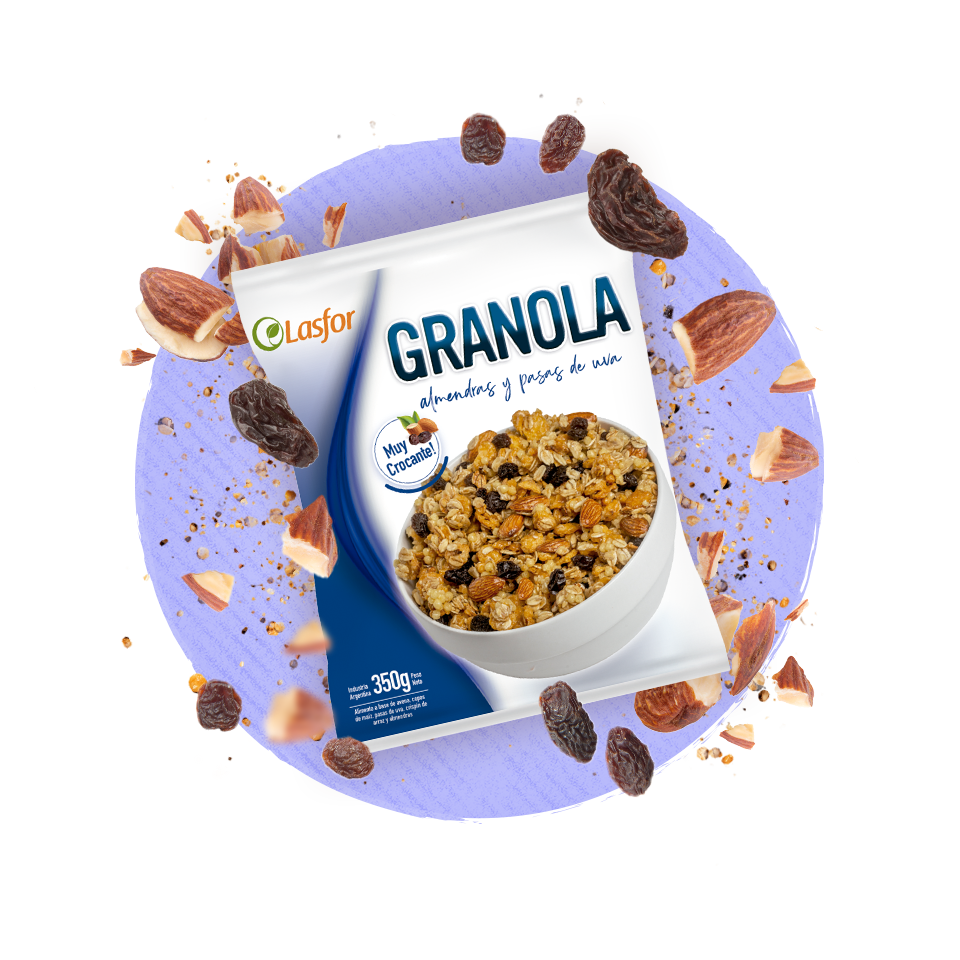 Granola con avellanas y pasas de uva